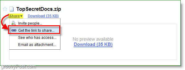 Google डॉक्स स्क्रीनशॉट - लिंक के माध्यम से अपनी फ़ाइल साझा करें
