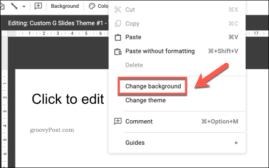 Google स्लाइड टेम्प्लेट स्लाइड की पृष्ठभूमि बदलना