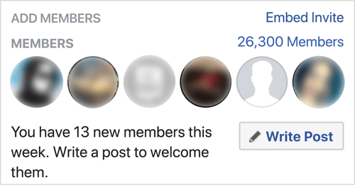 नए फेसबुक ग्रुप के सदस्यों का स्वागत करने के लिए पोस्ट लिखें पर क्लिक करें।