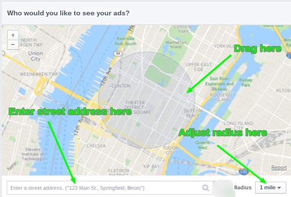 फेसबुक विज्ञापन मानचित्र उपकरण