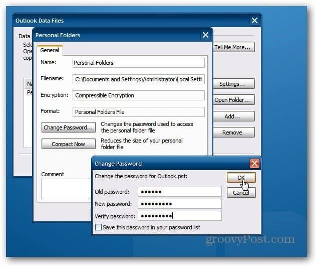 एक आउटलुक पीएसटी फ़ाइल को पासवर्ड कैसे सुरक्षित रखें
