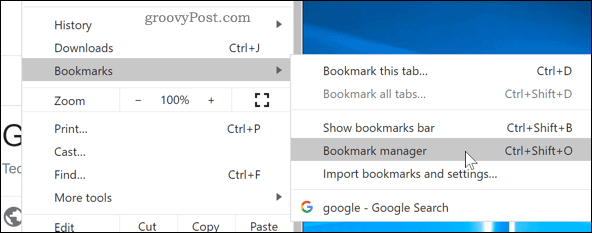 Chrome में बुकमार्क प्रबंधक तक पहुँचना