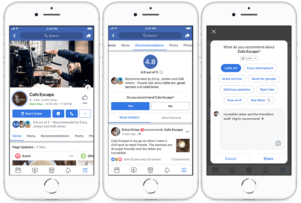 फेसबुक ने अपने प्लेटफॉर्म पर 80 मिलियन से अधिक व्यवसायों के पन्नों को फिर से डिज़ाइन किया, जिससे लोगों को स्थानीय व्यवसायों के साथ बातचीत करने और यह पता लगाने में आसानी हो कि उन्हें सबसे ज्यादा क्या चाहिए।