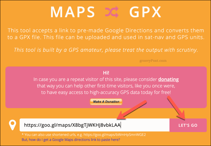 MapstoGPX का उपयोग करके एक GPX फ़ाइल बनाना