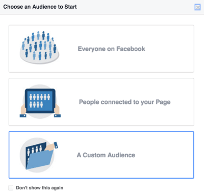 फेसबुक कस्टम दर्शकों का चयन करें