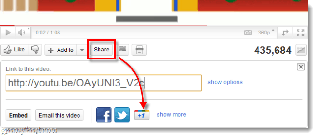 YouTube पर Google +1 बटन