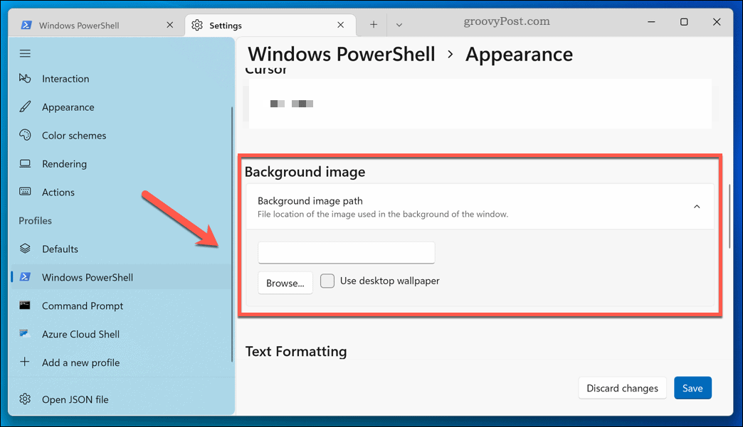 Windows 11 टर्मिनल ऐप में एक नई पृष्ठभूमि लागू करना