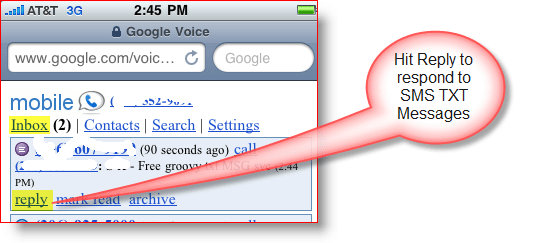 Google Voice मोबाइल एसएमएस TXT संदेश का उत्तर दें