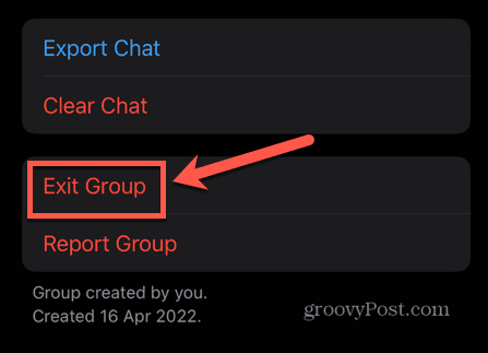 व्हाट्सएप एक समूह से बाहर निकलें