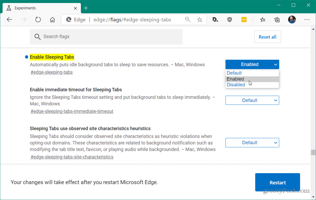 Microsoft एज में स्लीपिंग टैब्स को कैसे इनेबल करें