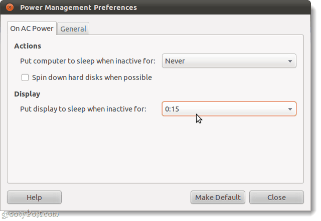 सोने के समय के लिए प्रदर्शन रखें, ubuntu शक्ति प्रबंधन