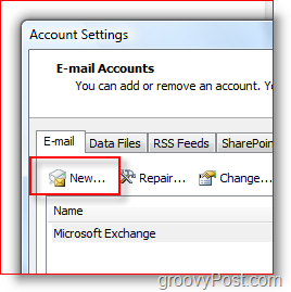 Outlook 2007 में नया मेल खाता बनाएँ