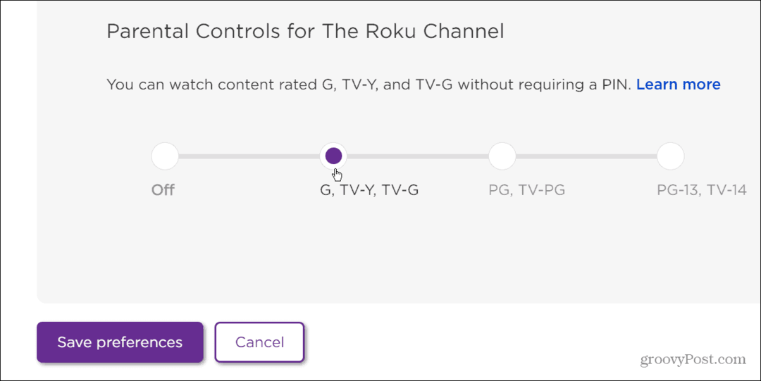 YouTube चैनल के लिए Roku अभिभावकीय नियंत्रण