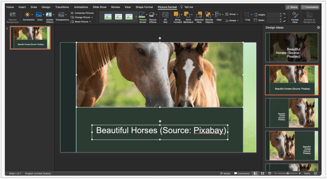 Microsoft PowerPoint छवि कैप्शन कैसे जोड़ें