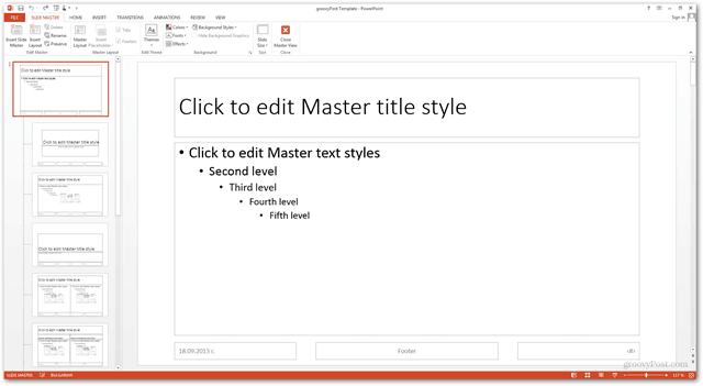 Office 2013 टेम्पलेट बनाएं कस्टम डिज़ाइन पोटेक्स कस्टमाइज़ स्लाइड स्लाइड ट्यूटोरियल मास्टर व्यू को कैसे स्लाइड करें