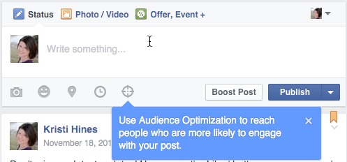 पोस्ट अपडेट बॉक्स के लिए फेसबुक दर्शकों का अनुकूलन