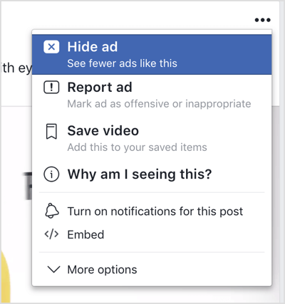फेसबुक पर विज्ञापन छिपाएँ।