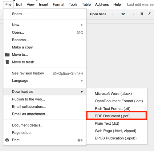 Google ड्राइव आपको किसी भी दस्तावेज़ को PDF के रूप में निर्यात करने देता है।