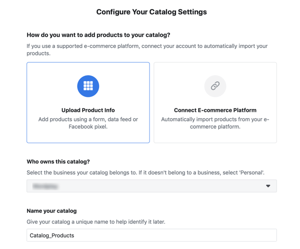 अपने फेसबुक विज्ञापन कैटलॉग को पॉप्युलेट करने के लिए फेसबुक इवेंट सेटअप टूल, स्टेप 20, मेनू विकल्पों का उपयोग करें