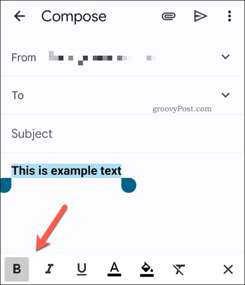 मोबाइल पर Gmail ऐप में टेक्स्ट फ़ॉर्मेटिंग टूलबार
