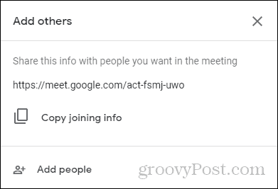 Google मीट में शामिल होने की जानकारी में शामिल हों