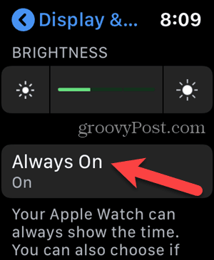 अपने Apple वॉच पर सेटिंग में हमेशा टैप करें