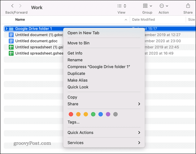 Mac पर Google डिस्क में फ़ोल्डर कॉपी करना