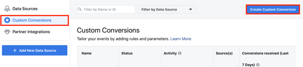 अपने Facebook पिक्सेल के लिए कस्टम रूपांतरण सेट करने के लिए Facebook इवेंट सेटअप टूल, चरण 10, मेनू विकल्प का उपयोग करें 