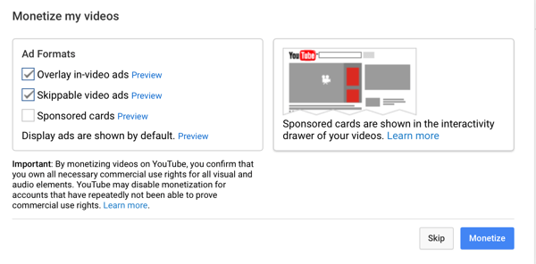YouTube विज्ञापन प्रकार चुनें