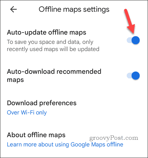 ऑफ़लाइन Google मानचित्र मानचित्रों को स्वचालित रूप से अपडेट करें