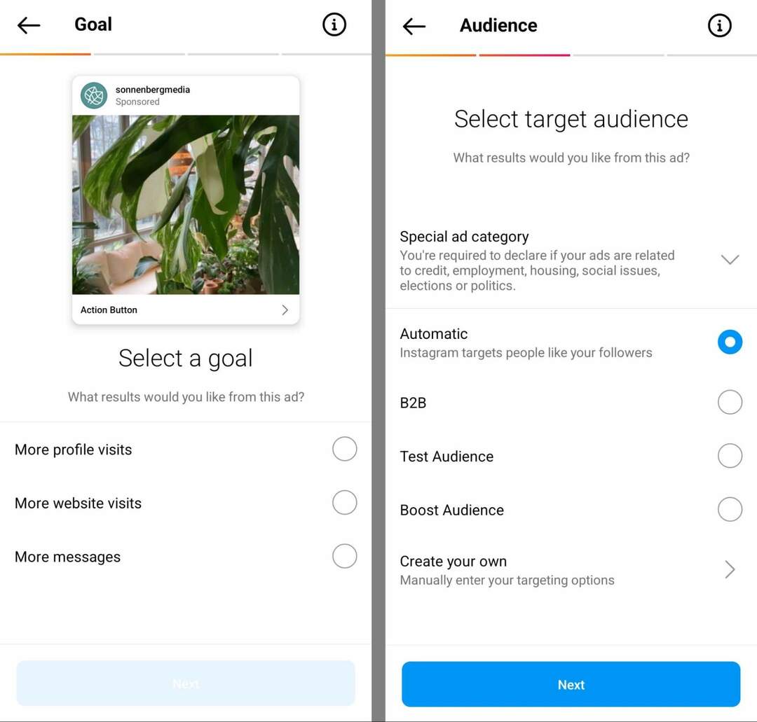 How-to-Grow-Your-EMAI-list-on-instagram-using-instagram-ads-boost-successful-organic-content-choose-goal-profile-visit-website-messages-example-14