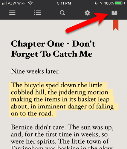 IOS के लिए BookFusion में एक eBook में ओपन बुक आइकन टैप करें