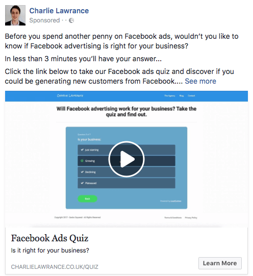उपयोगकर्ताओं को लीड चुंबक सामग्री का पूर्वावलोकन देने के लिए फेसबुक वीडियो विज्ञापनों का उपयोग करें।
