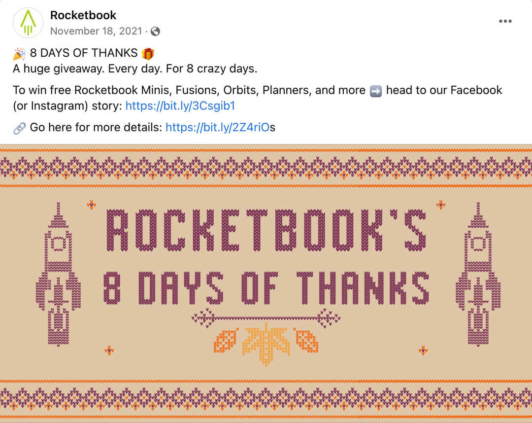 एक-बहु-दिन-सामाजिक-मीडिया-देने-मौसमी-छुट्टी-देने-और-प्रतियोगिता-रॉकेटबुक-उदाहरण-2 के साथ-कैसे-निर्माण-गति