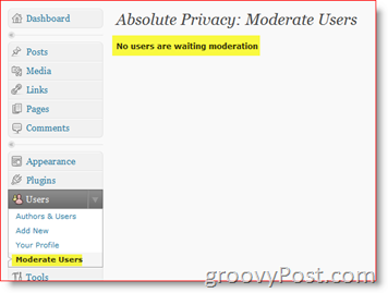 पूर्ण गोपनीयता मॉडरेट उपयोगकर्ता- निजी वर्डप्रेस ब्लॉग प्लगइन