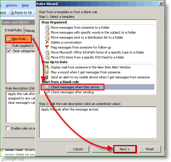 आउटलुक 2007 - ईमेल आते ही आउटलुक नियम बनाएं