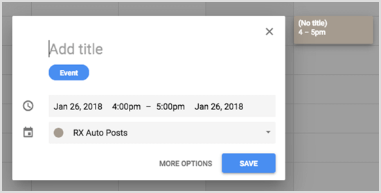 Google कैलेंडर ईवेंट जोड़ें