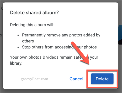 Google फ़ोटो साझा एल्बम को हटाने की पुष्टि करता है