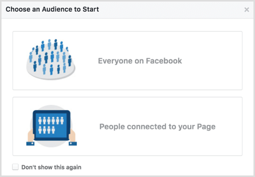 फेसबुक ऑडियंस इनसाइट्स शुरू करने के लिए दर्शकों का चयन करता है