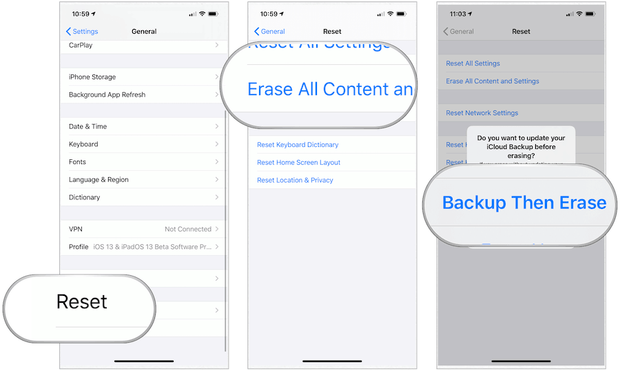 iOS बैकअप तब मिटा