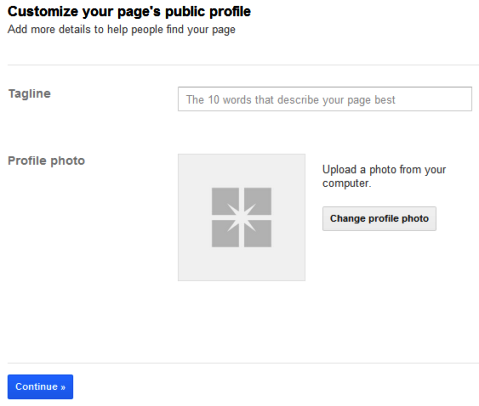 Google+ पृष्ठ - टैगलाइन और प्रोफ़ाइल फ़ोटो