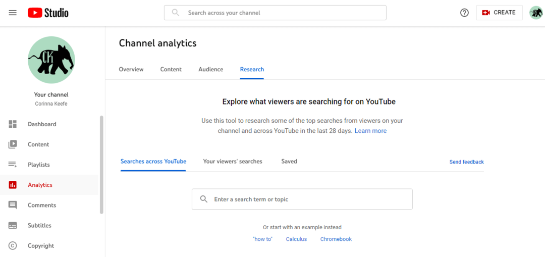 यूट्यूब-मेट्रिक्स-मार्केटर्स-चैनल-एनालिटिक्स-विषय-खोज-उदाहरण