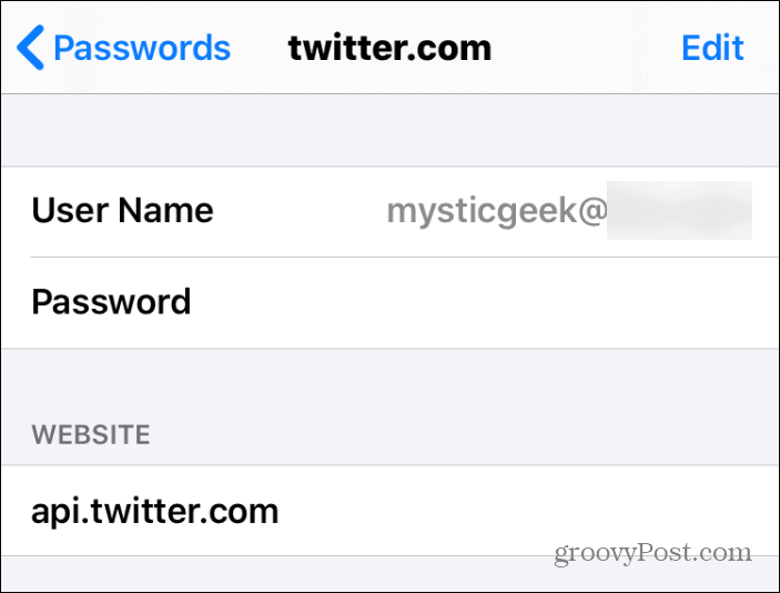 उपयोगकर्ता नाम और पासवर्ड सफारी iPhone
