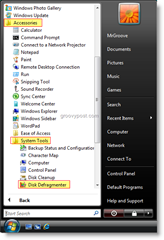 Windows Vista प्रारंभ मेनू से डिस्क डीफ़्रेग्मेंटर लॉन्च करें