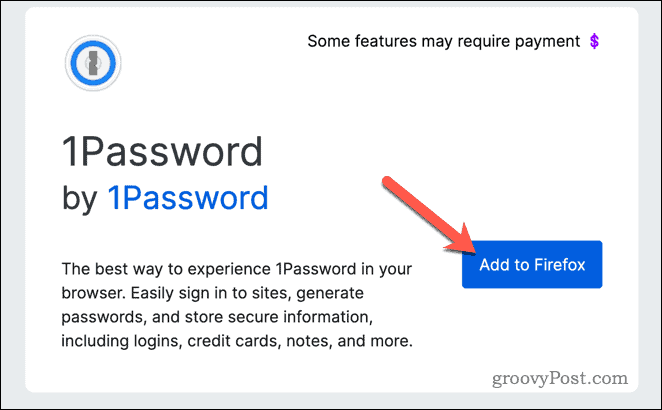 फ़ायरफ़ॉक्स में 1 पासवर्ड एक्सटेंशन जोड़ें