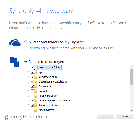 कैसे SkyDrive से आपके कंप्यूटर के लिए विशिष्ट फ़ोल्डर सिंक करें