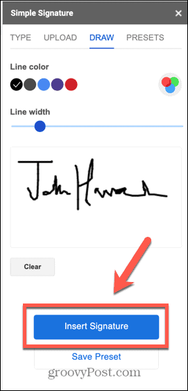 Google डॉक्स हस्ताक्षर डालें