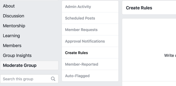 अपने समूह को मॉडरेट करने के लिए नियम बनाने के लिए अपने फेसबुक समूह समुदाय, फेसबुक मेनू विकल्प में सुधार कैसे करें
