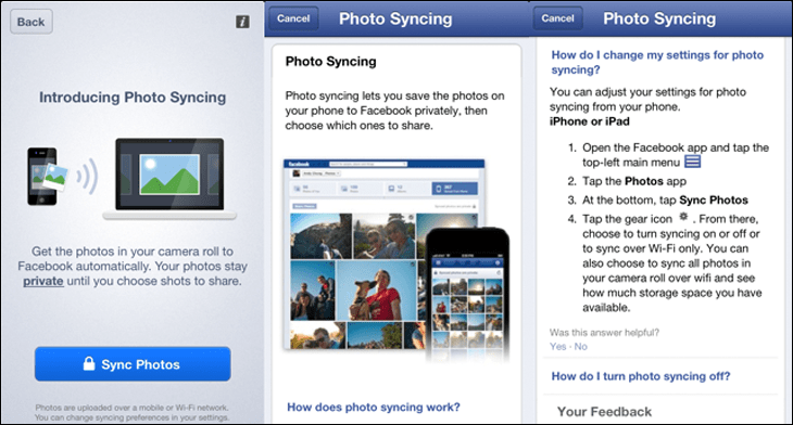 सिंक किए गए फ़ोटो को प्रबंधित करने के लिए फेसबुक मोमेंट्स ऐप का उपयोग करना