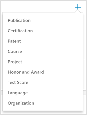 लिंक्डइन प्रोफाइल में एक उपलब्धि जोड़ने के लिए विकल्प